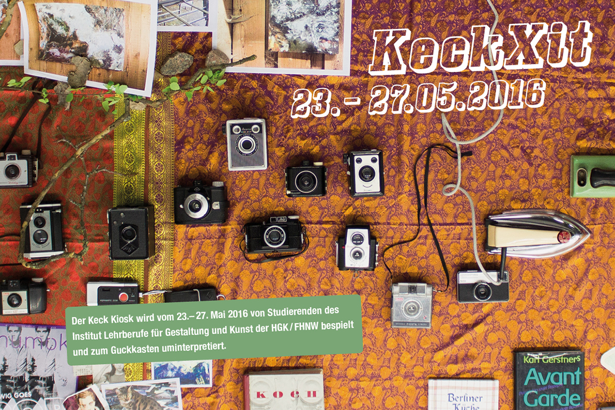 Flyer und Plakat für KeckXit im Keck-Kiosk an der Kaserne Basel
